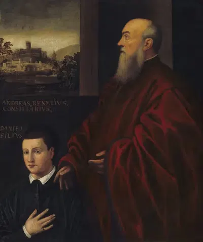 Andrea Renier and His Son Daniele by Follower of Jacopo Tintoretto — digital art print download