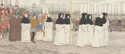 Девушка в доспехах на лошади (серия о Жанне д'Арк – III) by Луи Морис Буте де Монвель — digital art print download
