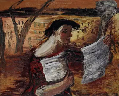 Woman with Leaflets by Aleksandrs Drēviņš, 1933 — digital art print download