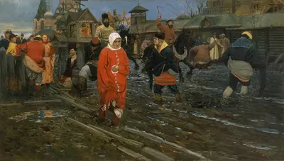 Seventeenth-Century Moscow Street on a Public Holiday by Andrei Ryabushkin — digital art print download