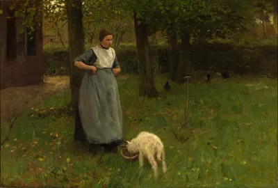 Woman from Laren with lamb by Anton Mauve — digital art print download