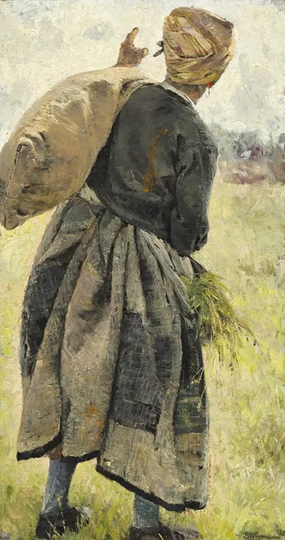 Женщина с картофельным мешком, Экуэн, Франция by Берта Вегманн, 1889 — digital art print download
