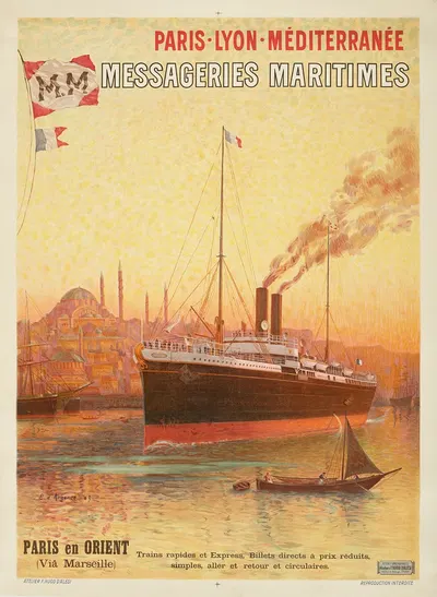 Messageries Maritimes, Paris En Orient by Эжен д'Аржанс, 1909 — digital art print download