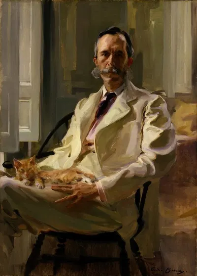 Мужчина с кошкой by Сесилия Бокс — digital art print download