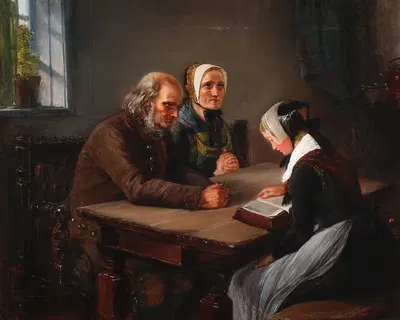 En ung pige læser op af Bibelen by Elisabeth Jerichau Baumann, 1854 — digital art print download