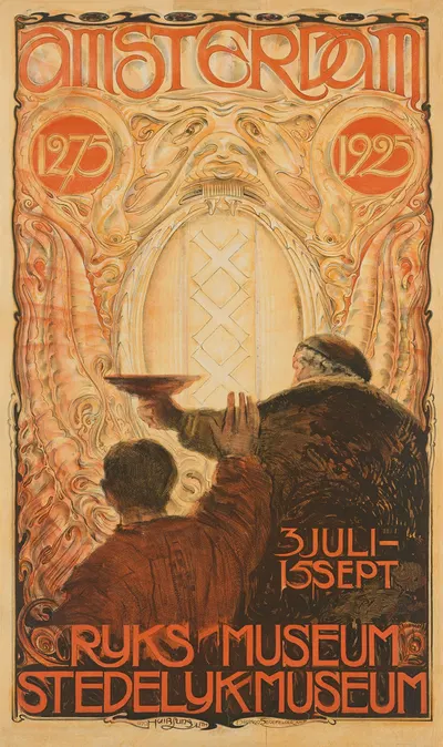 Affiche voor de tentoonstelling Amsterdam 1275-1925 by Хуйб Лунс, 1925 — digital art print download