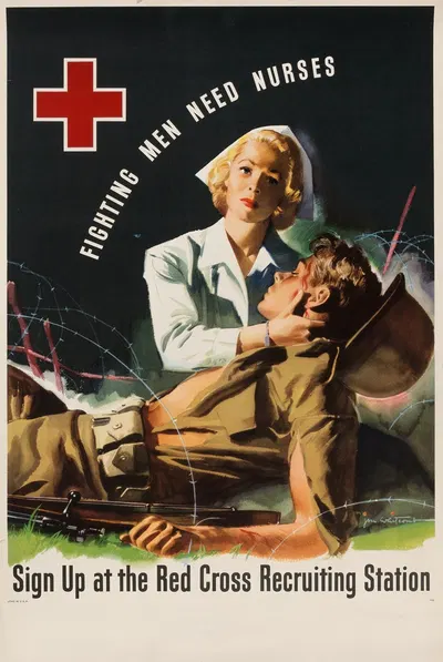Fighting Men Need Nurses by Jon Whitcomb, 1944 — digital art print download