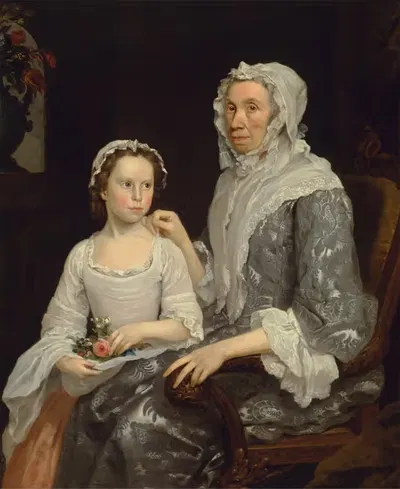 Portrait of an Elderly Lady and a Girl by George Beare — digital art print download