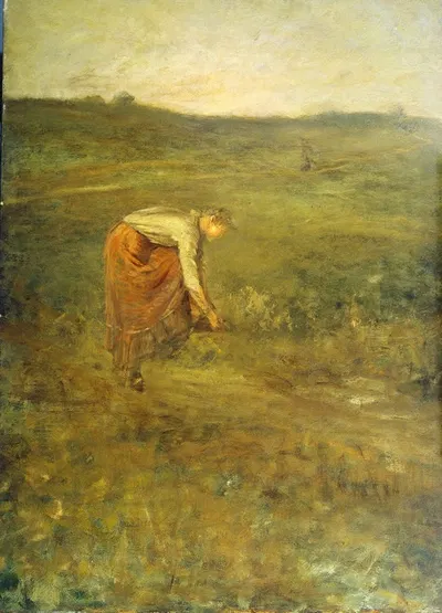 Girl Tying Her Shoe by George Fuller — digital art print download