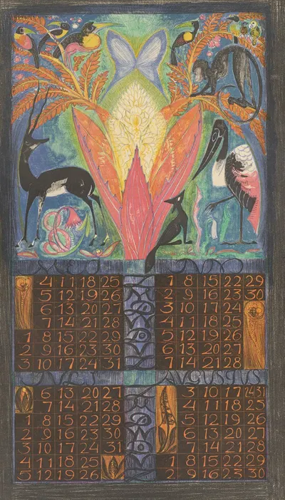 Kalenderblad voor mei tot en met augustus 1924 by Leo Visser, 1923 — digital art print download