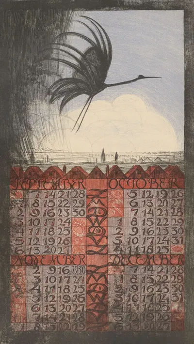 Kalenderblad voor september tot en met december 1924 by Leo Visser, 1923 — digital art print download