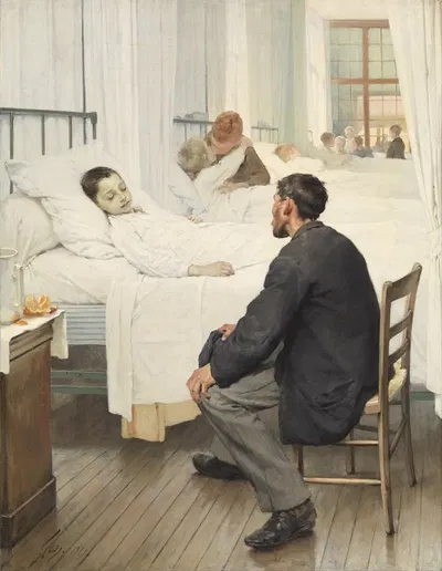 Visit day at the Hospital by Jean Geoffroy, 1889 — digital art print download