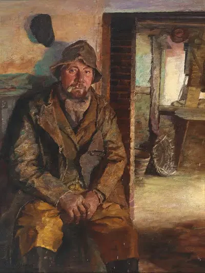 Интерьер с рыбаком by Йохан Кристофер Шлихткрулл, 1890 — digital art print download
