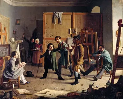 Сцена в студии by Иоганн Петер Хазенклевер, 1836 — digital art print download