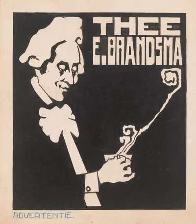 Ontwerp voor een advertentie van thee van E. Brandsma by Рейньер Виллем Петрус де Врис, 1884 - 1952 — digital art print…