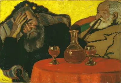 Мой отец и Пиачек с красным вином by Йожеф Риппл-Ронаи, 1907 — digital art print download