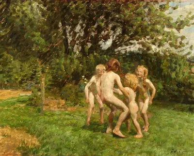 Runddans i Græsted by Julius Paulsen, 1909 — digital art print download