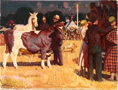 За рыночной площадью маленького городка на Лимфьорде by Кнуд Синддинг, 1936 — digital art print download