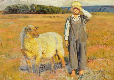 Летний день с маленьким пастушонком by Кнуд Синддинг — digital art print download