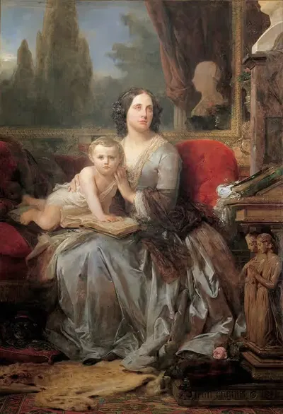 Мария Бриольне-Сале, герцогиня Галльеры, с сыном Филиппо by Леон Когнье, 1856 — digital art print download