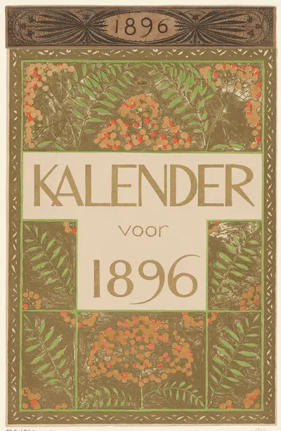 Dekblad van de kalender voor 1896 by Тео Нивенхейс, 1895 — digital art print download