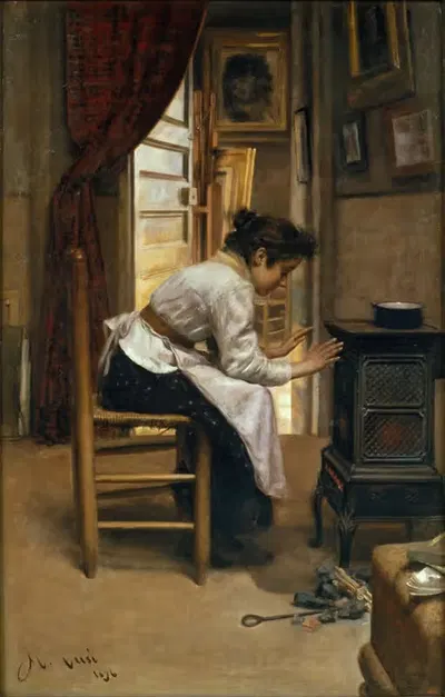 У огня by Мануэль Куси и Феррет, 1896 — digital art print download