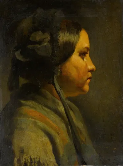 Study of the head of a young woman in profile by Matthijs Maris — digital art print download