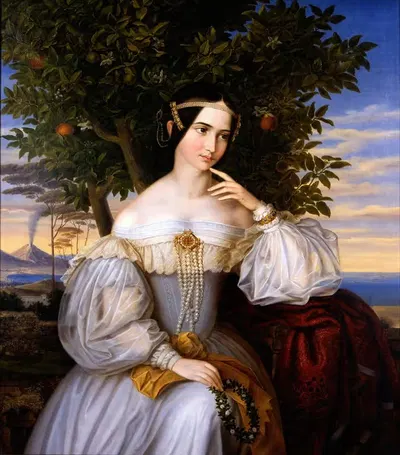Marriage Portrait of Charlotte de Rothschild by Moritz Daniel Oppenheim, 1836 — digital art print download