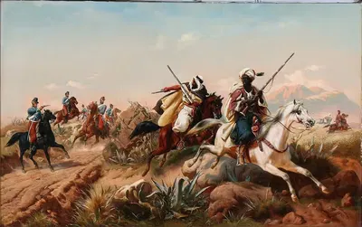 Североафриканская сцена с арабскими всадниками by Нильс Симонсен, 1880 — digital art print download