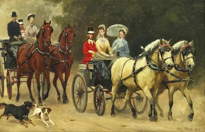 Королевская семья на прогулке by Отто Бахе, 1879 — digital art print download