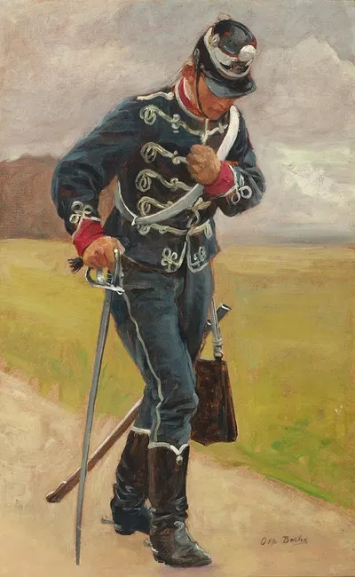 Раненый гусар. Эскиз к атаке гусар by Отто Бахе — digital art print download