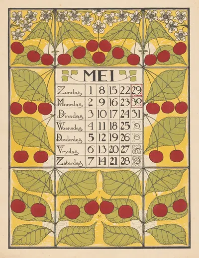 Kalenderblad voor mei 1898 by Тео Нивенхейс, 1897 — digital art print download