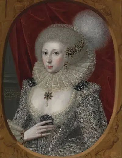 Portrait of a Woman, Possibly Frances Cotton, Lady Montagu, of Boughton Castle, Northamptonshire by Robert Peake the Elder…