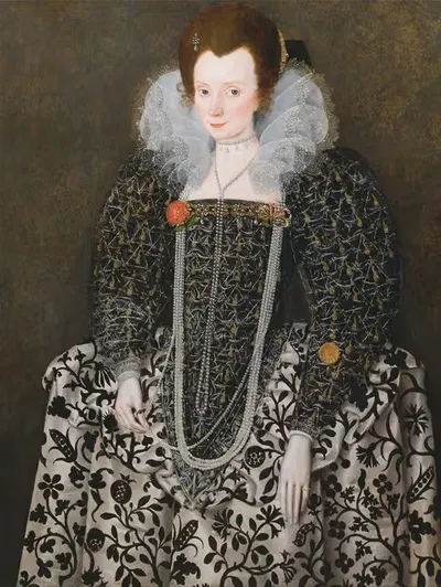 Portrait of a Woman, Traditionally Identified as Mary Clopton (born Waldegrave), of Kentwell Hall, S… by Robert Peake the…
