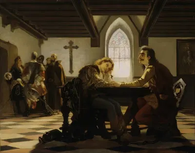 Péter Zrínyi and Kristóf Frangepán in Prison at Wiener Neustadt by Viktor Madarász — digital art print download