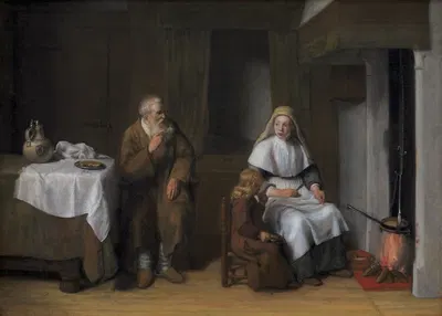 The Prophet Elijah with the Widow of Zarephath and her Son by Абрахам Ван Дейк, 1650 – 1672 — digital art print download