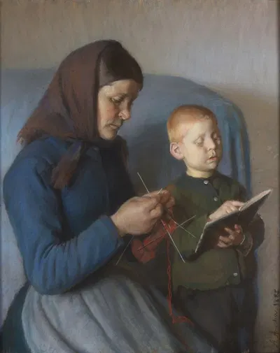 Lektien gennemgåes by Anna Ancher, 1885 — digital art print download