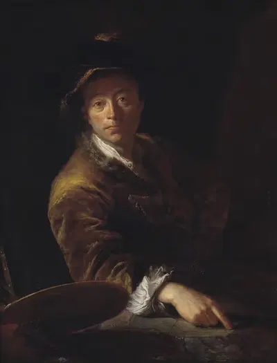 Портрет художника (предположительно К. Л. Агріколи, 1667-1719) by Антуан Песне, 1714 — digital art print download