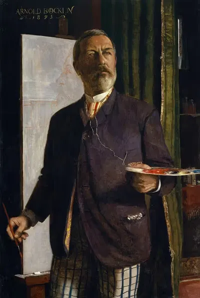 Self-Portrait in the Studio by Arnold Böcklin, 1893 — digital art print download
