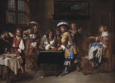 Trictrac Players by Charles Emanuel Biset, 1648 – 1710 — digital art print download