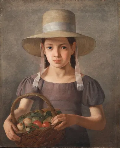Девочка с фруктами в корзине by Константин Хансен, 1825 – 1828 — digital art print download