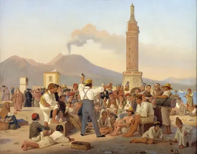 Чтец 'Орландо Фуриозо' на Моло, Неаполь by Константин Хансен, 1839 — digital art print download