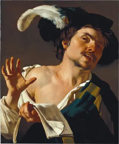 Молодой человек поющий by Дирк Ван Бабюрен, 1622 — digital art print download