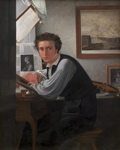 Портрет гравёра медных пластин Карла Эдварда Сонне by Дитлев Блунк, 1824 – 1827 — digital art print download