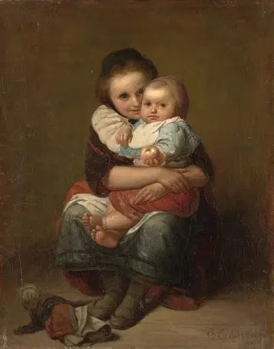 Две сестры by Эдуард Гезелшафт, 1856 — digital art print download