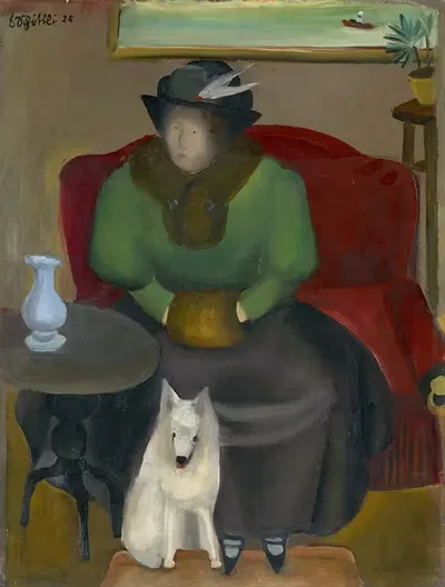 Женщина в мехах с собакой by Эмануэль Шёттли, 1925 — digital art print download