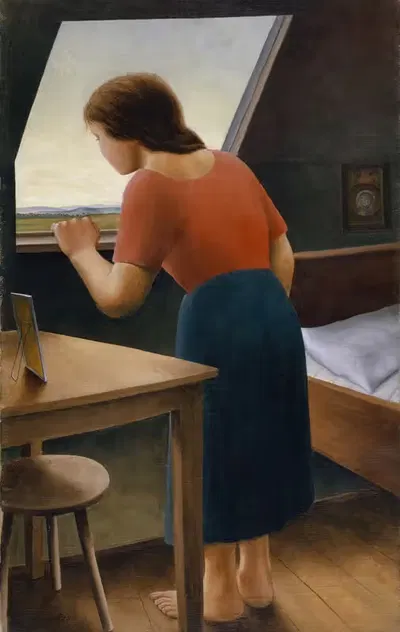 Girl at the Window (in the morning) by Georg Schrimpf, 1925 — digital art print download