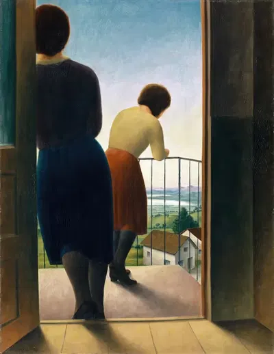 On the Balcony (Girl on the Balcony) by Georg Schrimpf, 1927 — digital art print download