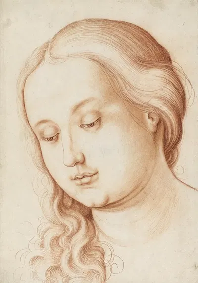 Kopf einer jungen Frau mit gesenktem Blick by Hans Baldung — digital art print download