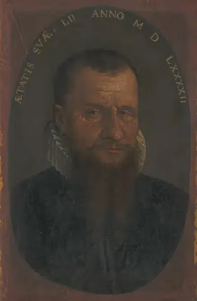 Бюст портрета бородатого мужчины в овале by Ганс Бок старший, 1592 — digital art print download
